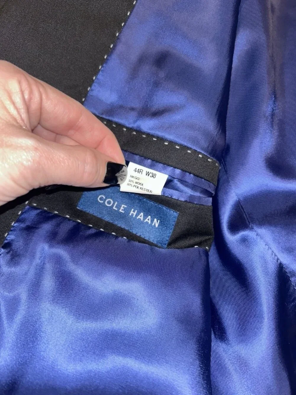 Cole Haan Black Business Career 2 Button Suit Jacket Sport Coat Size 44R